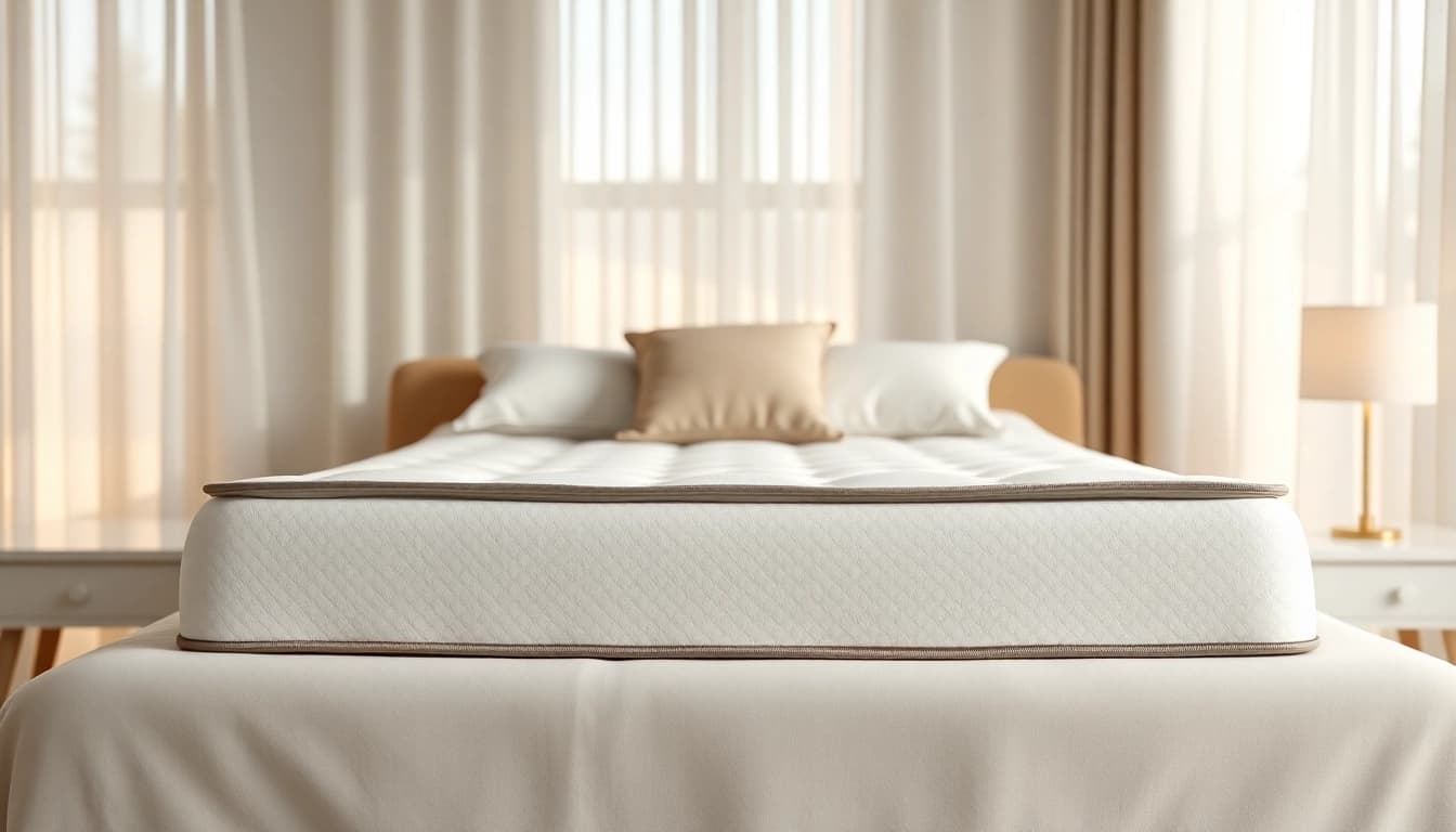 Showcasing a tight top mattress in a serene bedroom environment, emphasizing comfort and style.