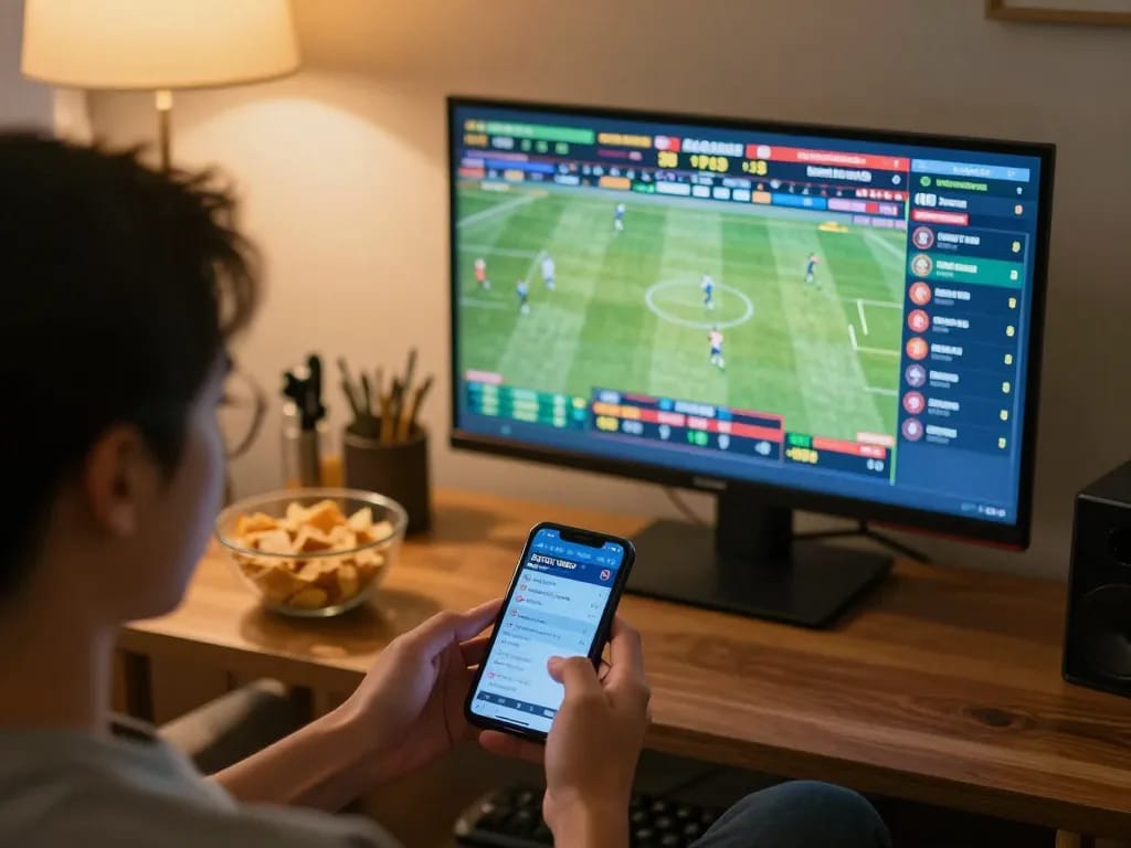 Pengguna SBOBET memasang taruhan pada olahraga sambil menikmati suasana rumah yang nyaman dengan camilan dan pembaruan langsung.