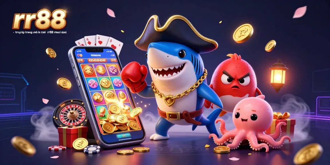 RR88 - truy cập trang chủ nhà cái rr88 mới nhất showcasing a vibrant casino scene with exciting characters and dynamic game elements.