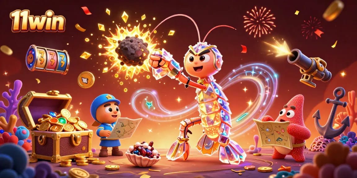 Experience the thrill of 11win with a vibrant 3D casino scene full of excitement and winning potential.