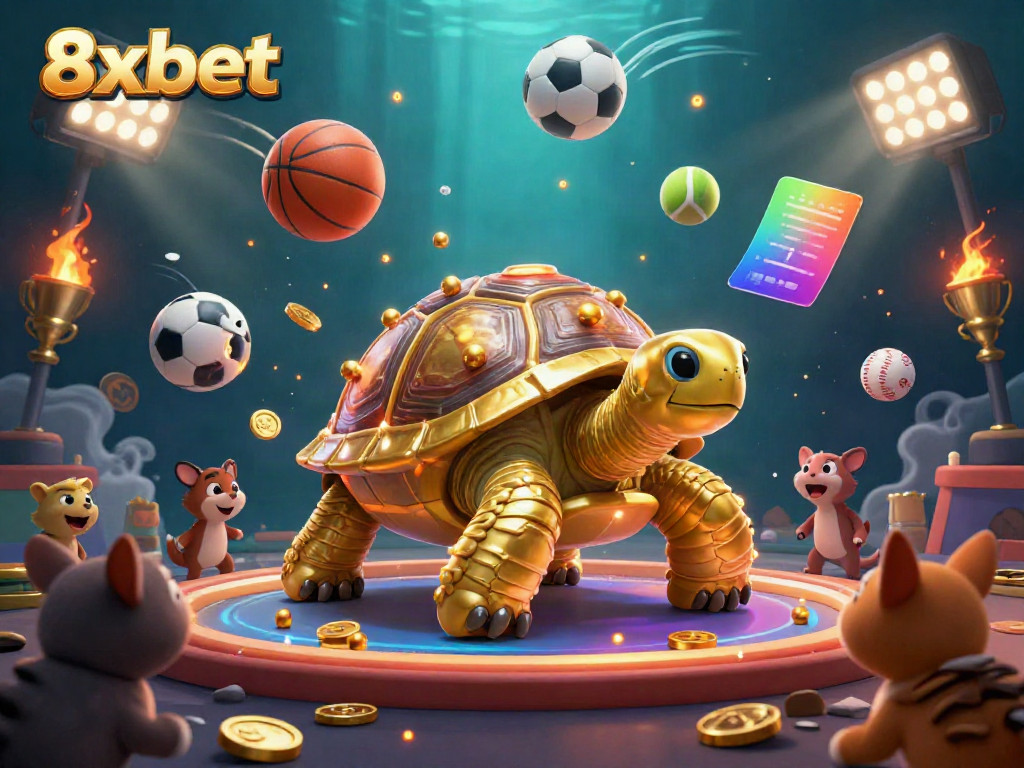 Experience thrilling gameplay at 8xbet with an exciting golden tortoise pinball and vibrant sports elements.