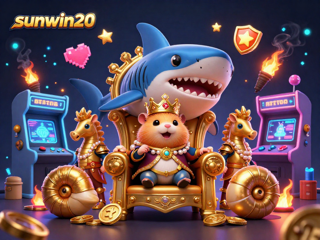Experience thrilling gaming action with sunwin20 as a golden hamster king reigns in a vibrant casino setting.