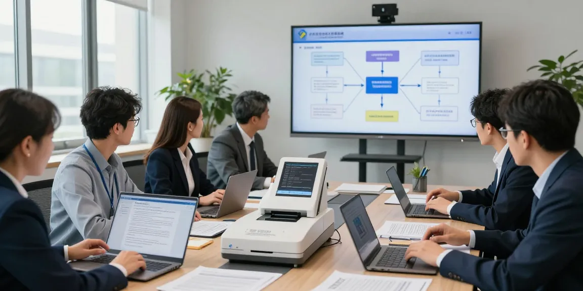 Engaged team collaborating on document fraud detection strategies in a modern office.