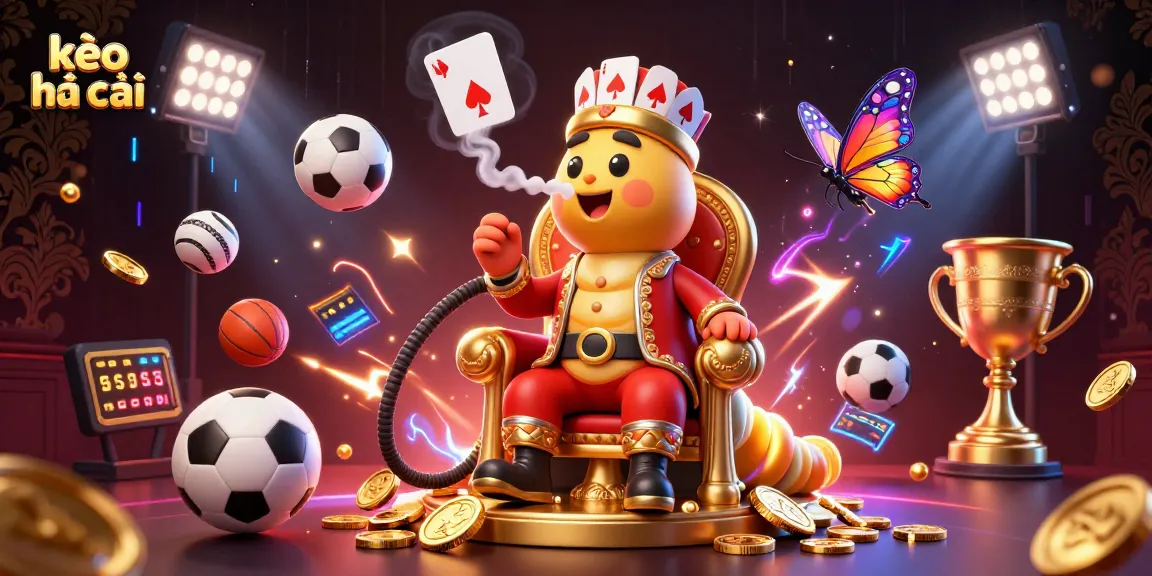 Bet on kèo nhà cái with a vibrant illustration showcasing sports elements and a hookah-master caterpillar.