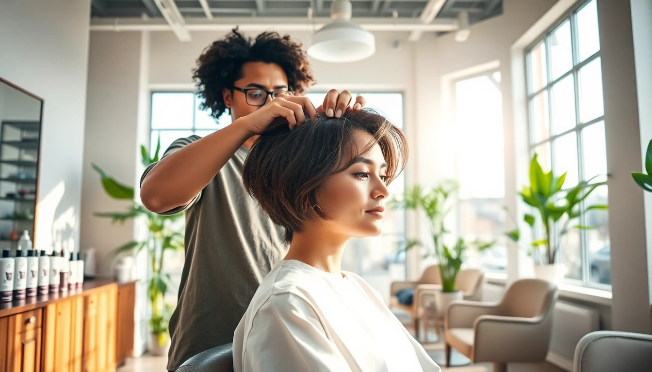Creative perm service in San Diego at a modern salon with Aveda products.